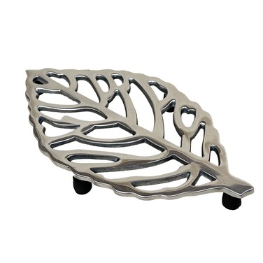 Living Ideas Cast Metal Leaf Trivets for Hot Dish Pot Pan, Heat Resistant Teapot Trivets Rustic Hot Dish Plate Holder for Kitchen Dining Table, Countertop Hot Pot Holder