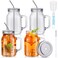 Jinei 4 Sets 20 oz Glass Mason Jar with Handle and Straws Glass Tumbler with Wide Mouth Drinking Jars Reusable Mason Jar Mugs with Brush for Cold Drinks Smoothie Tea Iced Coffee