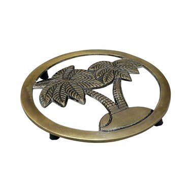 Trivet Cast Metal Palm Tree Trivet for Hot Dish Pot Pan, Non-Slip Heat Resistant Teapot Trivets Hot Dish Plate Holder for Kitchen Dining Table, Countertop Hot Pot Holder Kitchen Pad by Living Ideas