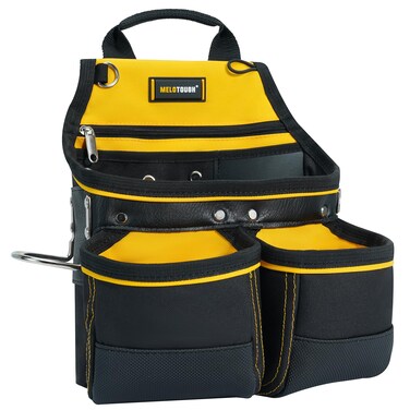 MELOTOUGH Carpenter Tool Pouch with 10 Pockets,Electrician Tool Pouch,Framer Belt Bag,Tool Pouch with Belt Clip&iuml;&frac14;&OElig;Tool Belt Pouch with Hammer Holder for Roofers,Constructors,Handyman,Electrician
