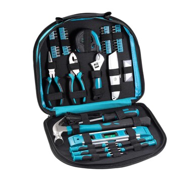 Hantinstom Multi-Purpose Tool Kit with Compact Round Pouch, 164-Piece, Clear Blue 12 x 11.4 x 2 inches