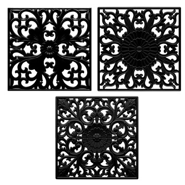 Silicone Trivets Mats-Trivets for Hot Dishes, Table, Countertop, Non-Slip Heat Resistant Modern Kitchen Trivets,Teapot Trivet - Flexible Trivet Square, Hot Pads for Pots &amp; Pans of 3 Black