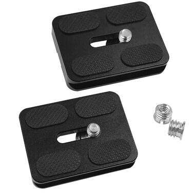 2 PCS Camera PU50 Quick Release Plate + 2 Pcs 1/4"-3/8" Screw, Aluminum Alloy Universal 38mm Camera Plates Mount with 1/4''-20 Screw Fits Arca-Swiss Standard for DSLR Camera Tripod Ball Head, PU-50