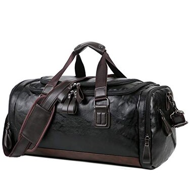 Travel Carry-On 18" Underseat Duffel Bag, Durable Waterproof Vegan Leather, Gym &amp; Weekender Overnight Lightweight Luggage Bag for Men &amp; Women