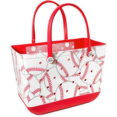 Extra Large Rubber Tote Bag with Protective Zipper Pouch, Rubber Beach Tote Bag with Pocket, Baseball Bag, Multipurpose, Waterproof Sandproof, Lightweight, Oversized Outdoor Activities, Sports Gears