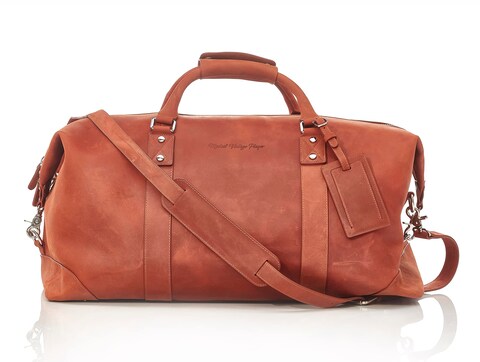 Leather Weekender Bag - Tan