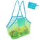 Large Mesh Beach Bag for Sand Toys, Foldable Beach Bag Mesh Tote Bag, Net Beach Bag Organizer Beach Essentials for Family Travel Vacation
