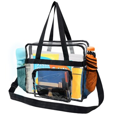 Mewcho 12x12x6 Clear Stadium Bag, Clear Crossbody Tote Bag Stadium Approved with Zipper for Concert Travel Toiletry