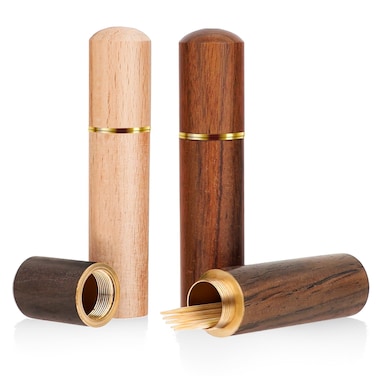 3pack Toothpick Holder Portable Wood Toothpick Case Waterproof Handmade Craft Toothpick Pocket Box Mini Toothpick Box for Storage Toothpick Needle Pill Bead Ear Pick Cotton Swab and Other Small Object