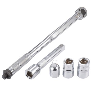 KATUR 5Pcs Drive Click Torque Wrench Set, Including 1/2 Inch Shank, 18.3 Inch Length, 125mm Extension Bar, 1/2 To 3/8 Adapter