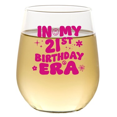 CEDAR CRATE MARKET - 21st Birthday Gifts for Her, 21st birthday gifts for women, 21st birthday decorations, 21st birthday funny wine glass, happy 21st birthday, 15oz Wine Glass, USA Made