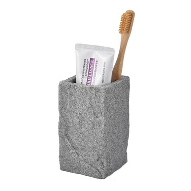 Granite Effect Toothbrush Holder for Bathroom (4.3 x 2.6 x 2.6 Inches) Toothbrush and Toothpaste Holder, Toothbrush Holders