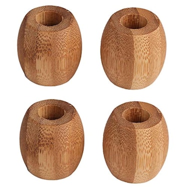 4 Pcs Natural Bamboo Toothbrush Holder Empty Single Toothbrush Stand for Bathroom Vanity Countertop