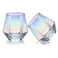 XKXKKE Diamond Wine Glasses Set of 2, 10 OZ Modern Stemless Gold Rim Glass Cups Iridescent Drinking Glassware for Serving Party, Home, Bar, Restaurants, Gift, Rainbow Tumbler, Colorful 2 Pack