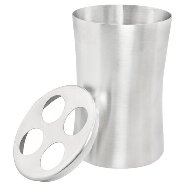 ZZLZX Stainless Steel Toothbrush Holder with Waistline and Four-Hole Cup Lid for Bathroom Vanity Countertop Rinse Toothbrushing Drinking Cup Storing Dental Accessories Organizing Makeup Brushes