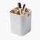 Bamboo Toothbrush Holder for Bathrooms 4 Slots Toothbrush and Electric Toothpaste Floss Holder for Bathroom Countertops Counter Organizer Stand Multifunctional Storage Box-White
