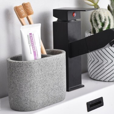 Toothbrush Holder for Bathroom (5.1 x 3.7 x 2.6 Inches) Toothbrush and Toothpaste Holder, Toothbrush Holders Grey