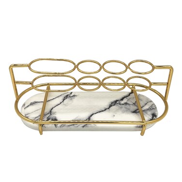 TANG SONG 1 PCS Marble Pattern Electric Toothbrush Holder Toothpaste and Toothbrush Holder Makeup Brush Holder Organizer Display Stand Cosmetics Makeup Organizer Storage Rack (Gloden&amp;White)