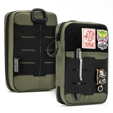 TACTICAL_GEEK Block E2.0 EDC Compact Waist Pocket Pouch, Multi-Purpose Molle EDC Pouch Gadget Organizer, Multi-Purpose Molle Tool Pouch for Multitools, Nylon Daily Utility Tool Organizer Bag Green