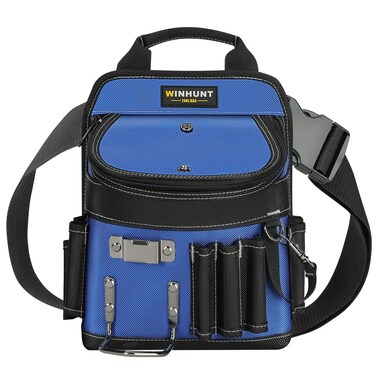 WINHUNT Tools Belt Pouches, Tool Belts for Men 14 Pocket with Hammer Loops and Measure Clip, Multi Scriew Pockets, 32x21x7 cm, Blue