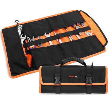 WISEPRO Tool Roll Up Bag with 13 Pockets, Portable Roll Up Tool Bag for Electrician, Plumber, Carpenter, Mechanic, Tool Storage Pouch,Tool Roll Organizer