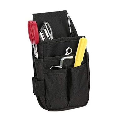 Mini Organizer Pocket Attachment, Small Tool Pouch, Tool Belt Pouches, Electrician Tool Pouch for Tool Belt, Compact Tool Holder, Utility Tool Bag for Men, Black