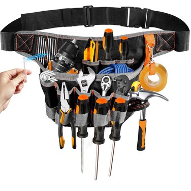 Pulchrum Tool Belt with 21 Pocket, Magnetic Tool Pouch for Framers Carpenter Electrician Construction, Air-Mesh Padded Work Apron Fits Waists Up to 50 Inches