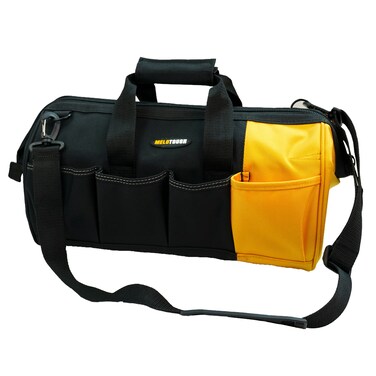 Tool Bag With Shoulder Strap Open Top Wide Mouth Storage Tradesman Tool Organizer Bag (16 inch, Yellow)