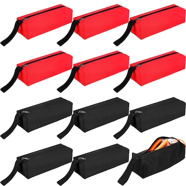 Paterr 12 Pcs Small Tool Bags, Zippered Tool Pouches Heavy Duty Waterproof Versatile Hand Zippered Tool Oxford Cloth Tool Multipurpose Portable Tool Storage Bag for Wrench Pliers, Black and Red