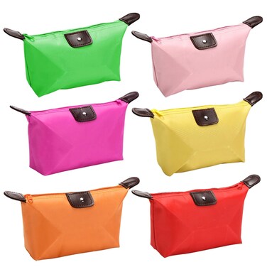 JLNGTHONG 6 Pieces Cosmetic Pouch, Dumpling Shape Makeup Pouch Travel Toiletry Bag Organizer Foldable Waterproof Bulk Makeup Bags with Zipper for Women