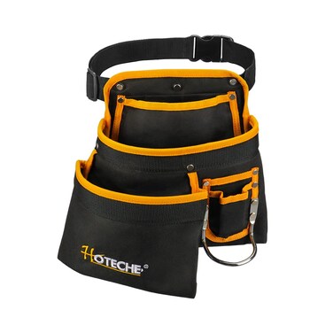 Hoteche Tool Pouch Belt - 6 Pocket Utility Bag with Hammer Loop for Electricians, Carpenters, and Construction Workers - Adjustable Apron for Hands-Free Convenience