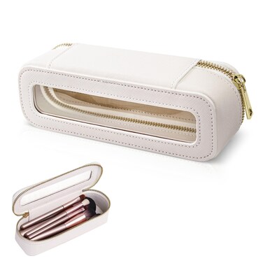 Mesen Clear Makeup Bag, Portable Brush Bag, Transparent Waterproof Makeup Brush Storage Bag, Leather Makeup Brush Toiletry Bag, Wash Bag Makeup Brush Storage Bag Gift