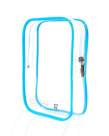 1 Qt Clear TSA Approved Liquid Bag Travel Must Haves for Women Men Air Travel Essentials for Long Flights Clear Airplane Toiletry Bag Quart Size for Airlines Gifts for International Travelers, Blue