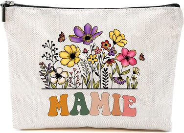 Mamie Wildflowers Gifts For Mother's Day Makeup Bags - Mamie Flower Gift Bags - Mom Grandma Birthday Gifts - Travel Cosmetic Bag For Birthday