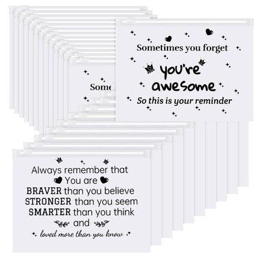 Hysagtek 100PCS Inspirational Gifts EVA Makeup Bags Bulk for Women,Travel Cheer Cosmetic Bags with Zipper, You Are Braver Awesome,Waterproof Toiletry Bags Purse, Encouragement Gifts for Women