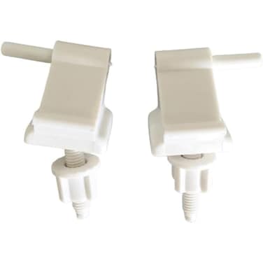 Universal Toilet Seat Hinges Replacement Kit - 2 Pack with White Plastic Repair Set for Bathroom WC Hardware and Top Cover Lids