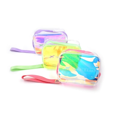 YVIEHTTEM Clear Travel Toiletry Bag Small Makeup Cosmetic Pouch Organizer with Zipper TSA Approved Reusable Size 3Ps Plastic Stuff Mini Set for Women Carry on International Traveling Accessories Kit