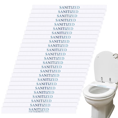 Affrolling 3000 Pcs Sanitized Toilet Seat Strip Paper 16-1/2" Wide x 1-1/2" Toilet Stickers Toilet Seat Bands Strips Hotel Essentials Sanitized Blue and White Toilet Strips for Hotels Motels Hospitals