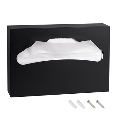 Desyeryamimi Toilet Seat Cover Dispenser,Commercial Stainless Steel Brushed Toilet Seat Cover Holder for Disposable Toilet Seat Covers Wall Mount for Bathroom Restroom&iuml;&frac14;&circ;Black&iuml;&frac14;&permil;