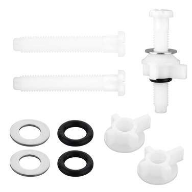 Molain 2 Pcs Universal Toilet Seat Screws Replacement Kit, Plastic White Toilet Seat Hinges Bolts and Nuts for Fixing The Top Mount Toilet Seat