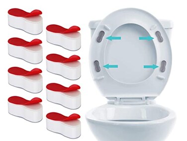8PCS Toilet Seat Bumpers Universal Cover Lifter Gasket Toilet Lid Seat Buffer Spacers Toilet Seat Buffer Stoppers Replacement for WC Cover Adhesive (White) 4.5 x 1.7 x 2 cm