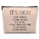 Dwept It's Okay to Be Yourself Mental Health Makeup Cosmetic Bag&iuml;&frac14;&OElig;Motivational Self Care Linen Makeup Travel Toiletry Bag, Boho Inspirational Art Cosmetic Bag Gifts For Teen Girls Teens Counselor