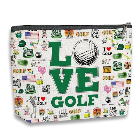 Golf Lover Gifts for Golfer Golf Gifts Inspirational Gifts for Women Men Him Her Player Coach Makeup Bag Golfing Gifts for Women Christmas Birthday Gifts Travel Toiletry Makeup Organizer Zipper Pouch
