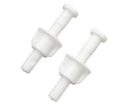 Rocky Mountain Goods Toilet Seat Bolt Replacement Screw Kit - Universal 2 Pack of White Plastic Toilet Seat Hinge Bolts to Secure Seat to Toilet Bowl - Durable Bolts and Nuts - Easy DIY Standard Size