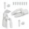 White Plastic Toilet Seat Hinge Replacement with Bolts, Screws, and Nuts, Universal Toilet Seat Bracket Hardware for Replacement and Repair.