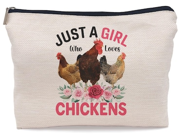 Lacosu Just A Girl Who Loves Chickens Makeup Bag,Chickens Zipper Travel Toiletry Cute Cosmetic Bag Pouch Bags for Women,Funny Farm Chicken Lovers Gifts for Girls Valentine's Day Bestiem Friend