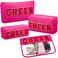 Clysee 4 Pcs Cheer Makeup Bags Cheerleading Gifts Cheerleader Cosmetic Bags Chenille Letter Bags Cheer Patch Bags Portable Nylon Travel Organizer Purse Toiletry Makeup Storage Bag for Women, Hot Pink