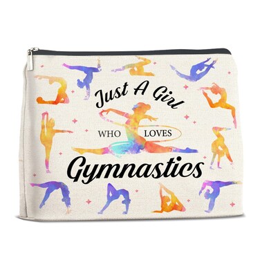 Gymnastics Gift for Women Girls, Gymnastics Makeup Bag Gifts for Gymnastics Friend Sister Daughter, Gymnastics Lover Gift Cosmetic Makeup Bag Just a Girl Who Loves Gymnastics Makeup Zipper Pouch