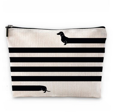 Funny Very Long Dachshund Dog Makeup Bag, Funny Sausage Dog Lovers Cosmetic Pouch for Women Girls, Christmas Birthday Gifts for Dachshund Moms Owners Women Girls