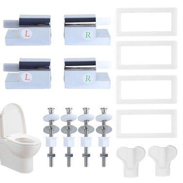 2 Set of Toilet Seat Replacement Hinge Set, Universal Toilet Seat Bolts and Screws Quick Release Top Hinge Fixings Toilet Seat Replacement Parts Kit (2 Sets)